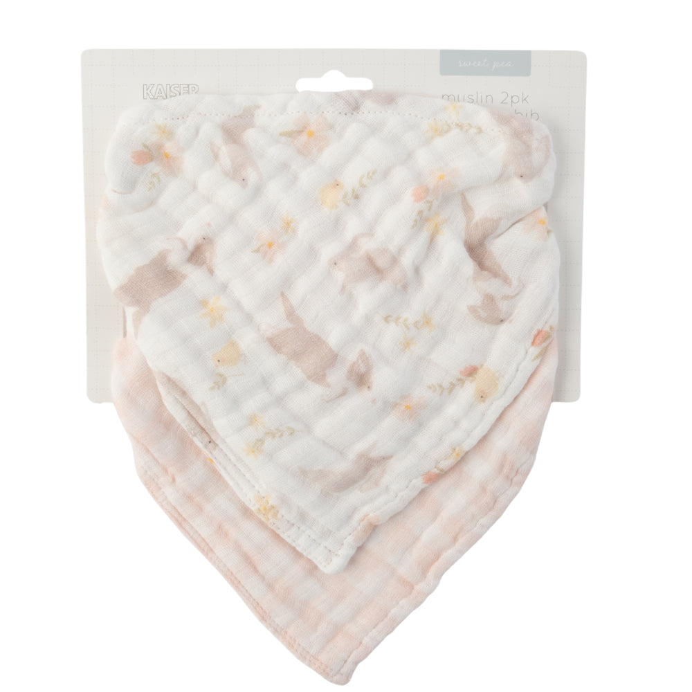Sweet Pea series 2pk Muslin Bandana Bib - FLORAL FARM